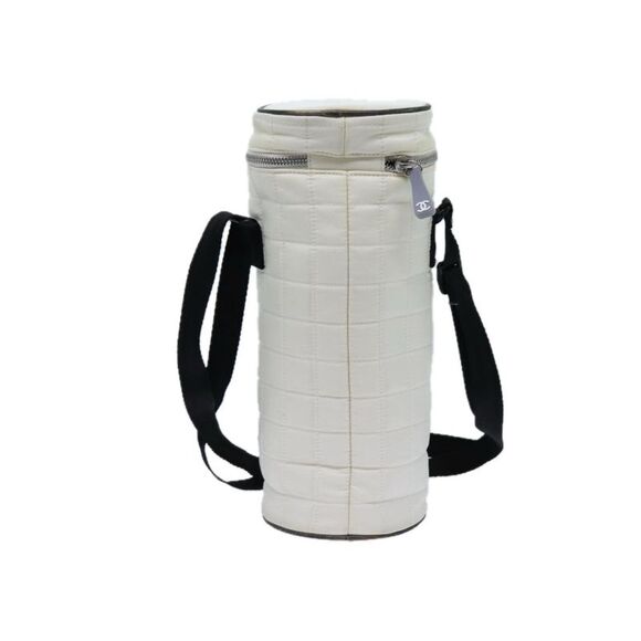 Pre Loved CHANEL Choco Bar Sports Line Shoulder Bag Nylon White CC Auth 70955 - Picture 2 of 8